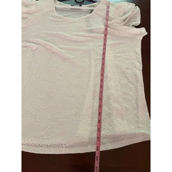 T Tahari Woman NWT 3XL White Flutter Sleeve Short Sleeve Top Plus Size Tee - Picture 10 of 12